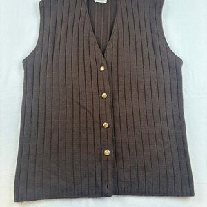 Nan Dorsey Women’s Brown Striped Sweater Vest | Size Medium